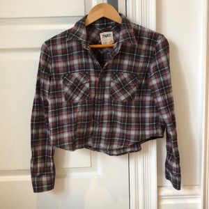 TNA cropped plaid flannel shirt